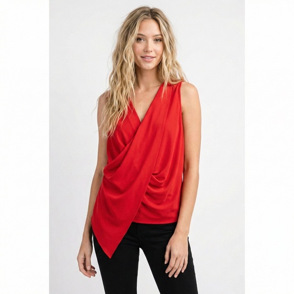 Amanda Uprichard Tops - Amanda Uprichard Red Silk Drapey Sleeveless Blouse Medium Dressy Date Night Top